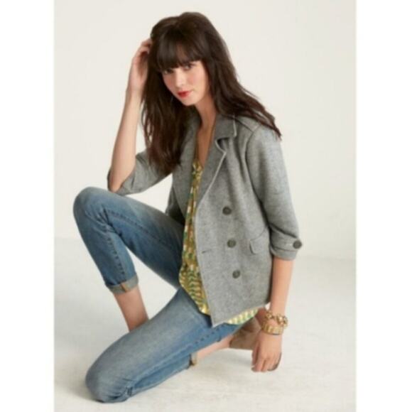 CAbi Women's Shrunken Peacoat Heather Gray Size M - Picture 2 of 8